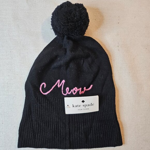 Kate Spade New York Meow Leopard Face Beanie Hat - Picture 1 of 4